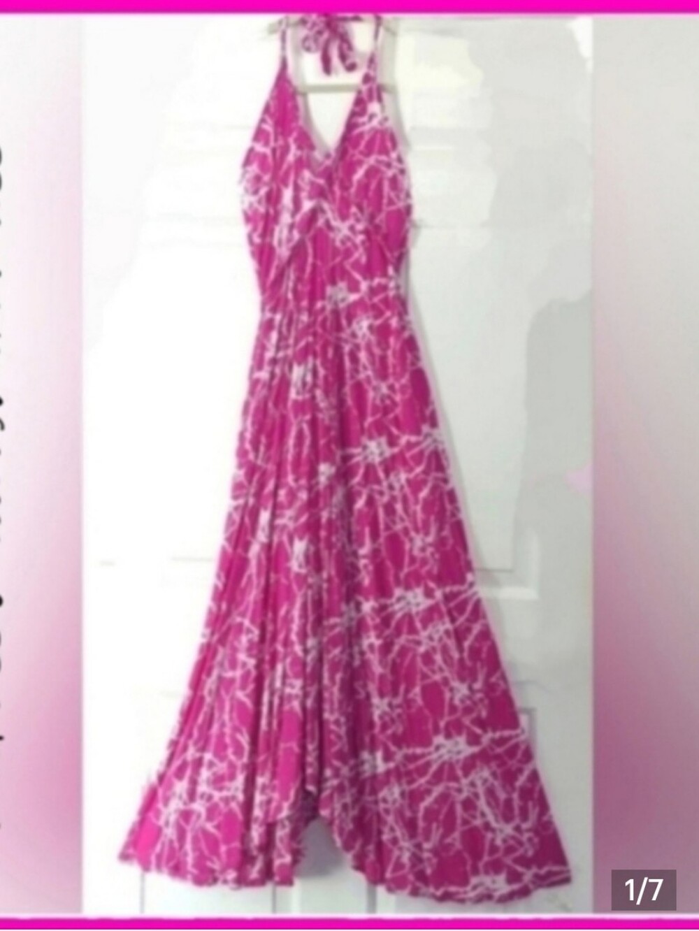 Flowing halter-neck maxi dress in vibrant pink Beach Cover-up